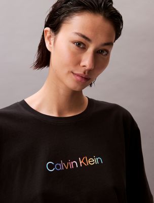 T-shirt de nuit court droit Pride, noir