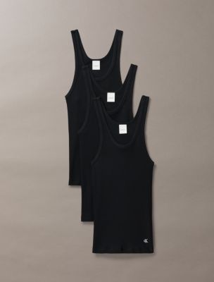 Cotton Ribbed 3-Pack Tank Top, Black