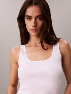 Женские топы Calvin Klein Rib Cotton 3-Pack Tank Top, цвет: Чёрный / Яркий белый — фото 3