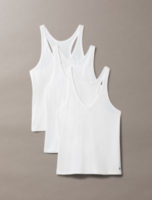 Cotton Stretch Blend 3-Pack V-Neck Tank Top, White