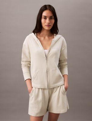 Icon Cotton Terry Zip Sleep Hoodie, Celadon Tint