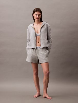 Женское худи Calvin Klein Icon Cotton Terry Zip Sleep, цвет: Серый меланжевый — фото 2