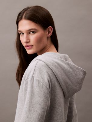 Женское худи Calvin Klein Icon Cotton Terry Zip Sleep, цвет: Серый меланжевый — фото 3