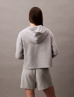 Женское худи Calvin Klein Icon Cotton Terry Zip Sleep, цвет: Серый меланжевый — фото 5