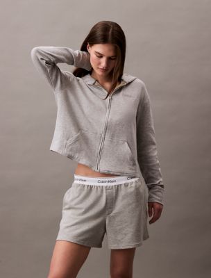 Icon Cotton Terry Zip Sleep Hoodie, Grey Heather