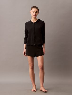 Icon Cotton Terry Zip Sleep Hoodie, Black