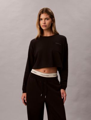Logo Cotton Jersey Cropped Tee, Black