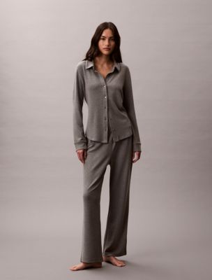 Brushed Interlock Pants, Charcoal Heather Grey