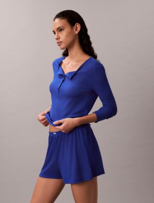 Женские футболки Calvin Klein Lightweight Waffle Henley T-Shirt — фото 4