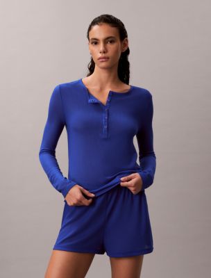 Lightweight Waffle Henley T-Shirt, Royalty