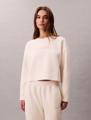 Quilted Fleece Sleep Sweatshirt, Ivory