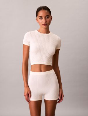 Rib Emblem Seamless Tee, Ivory