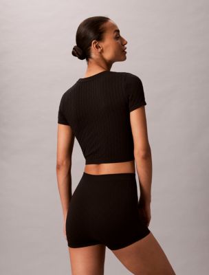 Женская футболка Calvin Klein Rib Emblem Seamless, цвет: Чёрный — фото 5