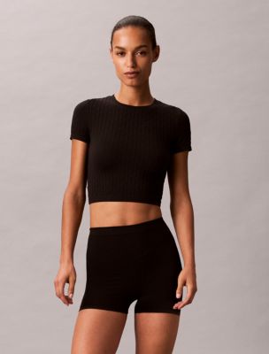 Rib Emblem Seamless Tee, Black