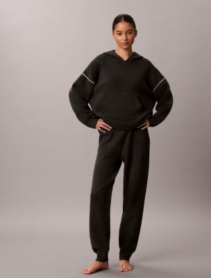 Женское домашнее худи Calvin Klein из плюшевого трикотажа, цвет: Чёрный устричный — фото 2