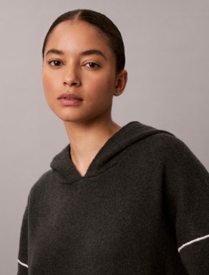 Женское домашнее худи Calvin Klein из плюшевого трикотажа, цвет: Чёрный устричный — фото 3