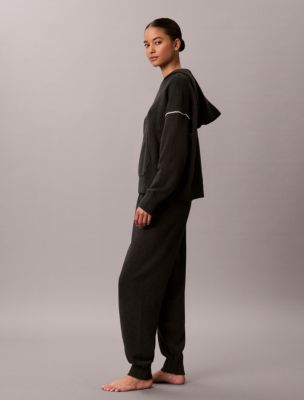 Женское домашнее худи Calvin Klein из плюшевого трикотажа, цвет: Чёрный устричный — фото 4