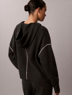 Женское домашнее худи Calvin Klein из плюшевого трикотажа, цвет: Чёрный устричный — фото 5