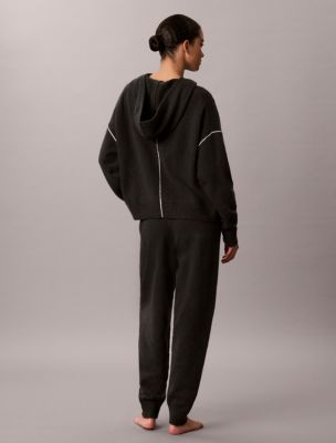 Женское домашнее худи Calvin Klein из плюшевого трикотажа, цвет: Чёрный устричный — фото 6
