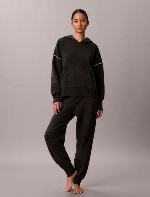 Женские пижамные джоггеры Calvin Klein из плюшевой махры, цвет: Чёрный устричный
