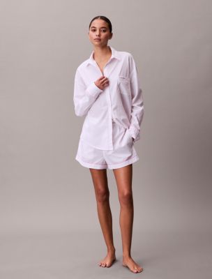 Cotton Poplin V-Day Short, Echo Stripe / White Pink Essence