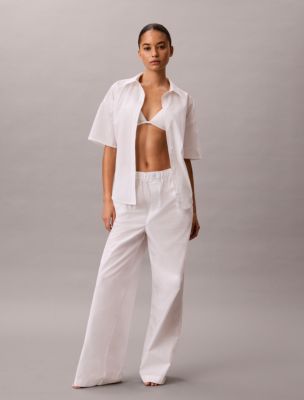 Cotton Poplin Pants, Classic White