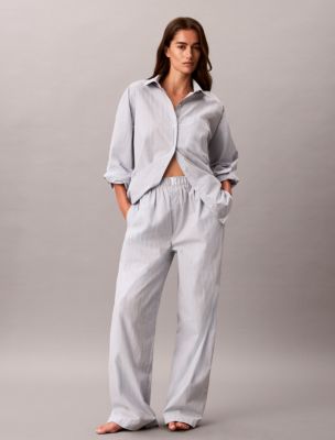 Cotton Poplin Sleep Pants, Bespoke Stripe+Plein Air