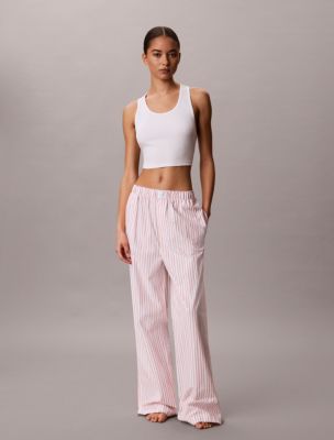Cotton Poplin Pants, Aurora Stripe Peach Bliss
