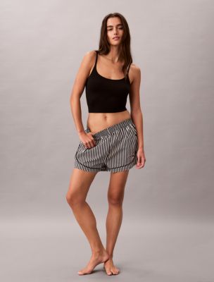 Cotton Poplin Track Sleep Shorts, Penny Stripe