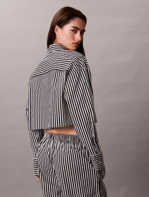 Сорочка Poplin, укороченный, хлопок — Calvin Klein, цвет: Полосатый — фото 5