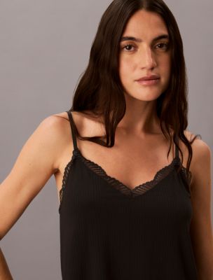 Женский топ Calvin Klein Ultra Soft Modal Rib Lace Cami, цвет: Чёрный — фото 3