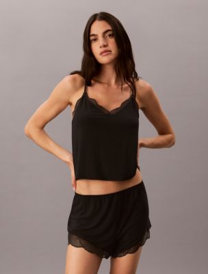 Ultra Soft Modal Rib Lace Cami, Black