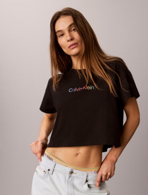 Женские футболки Calvin Klein Cotton Stretch Lounge Pride Boxy Crop Tee
