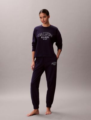 Logo Cotton Jersey Sleep Joggers, Evening Blue