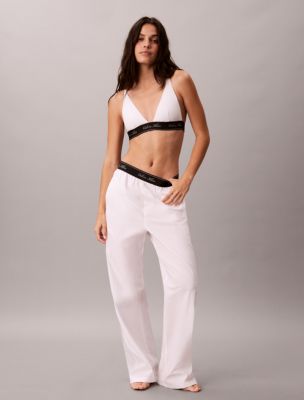 Cotton Poplin Script Sleep Pants, Classic White