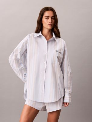 Пижамные шорты Script, хлопок — Calvin Klein, цвет: Полосатый ледяной — фото 2