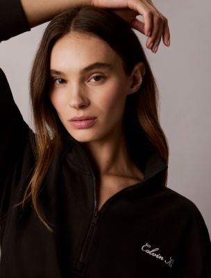 Женский свитшот Calvin Klein Logo Cotton Jersey Sleep Sweatshirt, цвет: Чёрный — фото 2