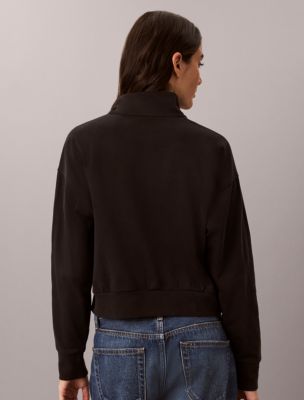 Женский свитшот Calvin Klein Logo Cotton Jersey Sleep Sweatshirt, цвет: Чёрный — фото 4