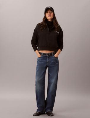 Женский свитшот Calvin Klein Logo Cotton Jersey Sleep Sweatshirt, цвет: Чёрный — фото 5