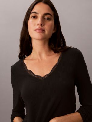 Пижамный топ, кружево, модал — Calvin Klein, цвет: Чёрный — фото 2