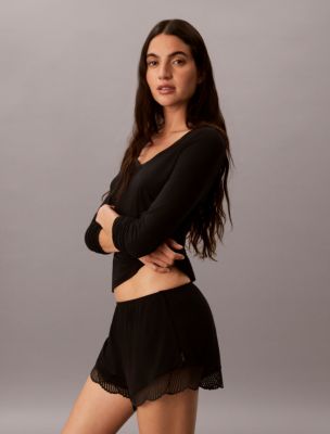 Пижамный топ, кружево, модал — Calvin Klein, цвет: Чёрный — фото 4
