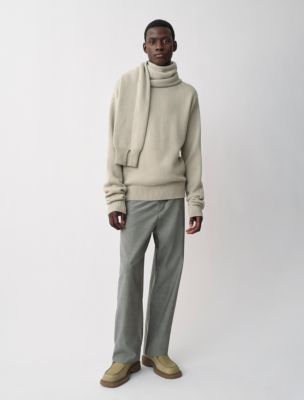 Rex Cashmere Sleeve Scarf Sweater, Seedpearl