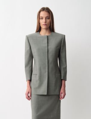 Parker Collarless Blazer, Grey
