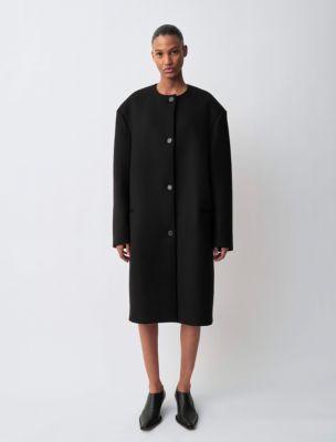 Cora Collarless Coat, Black