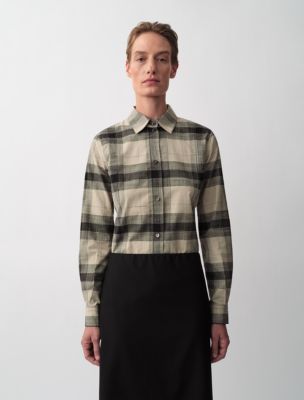 Scarlett Plaid Button-Down Shirt, Black