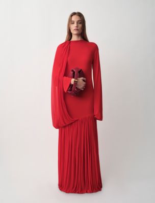 Sara Draped Evening Dress, Scarlet