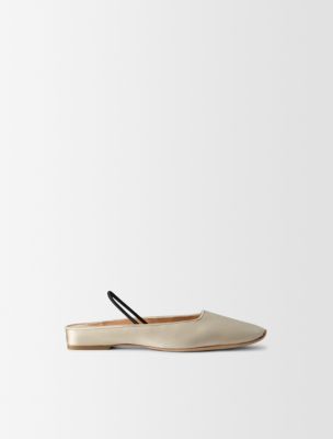 Kate Silk Satin Ballerina Flat, Parchment