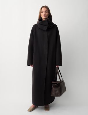 Liza High Collar Coat, Licorice