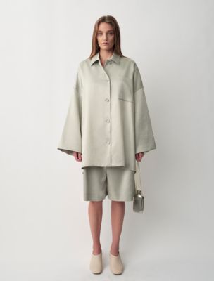 Mica Satin Shorts, Barely Blue