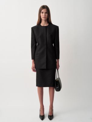 Parker Collarless Blazer, Black